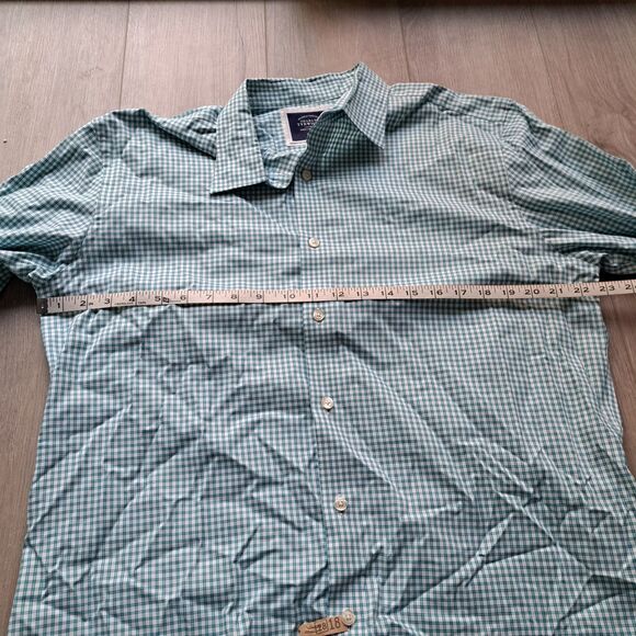 Charles Tyrwhitt Dress Shirt Mens Large Green Grid Check Non Iron Slim Fit - Picture 6 of 9